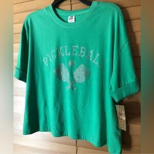 Day Break NWT Woman’s Pickleball Paddle Crop Top T-shirt size XL